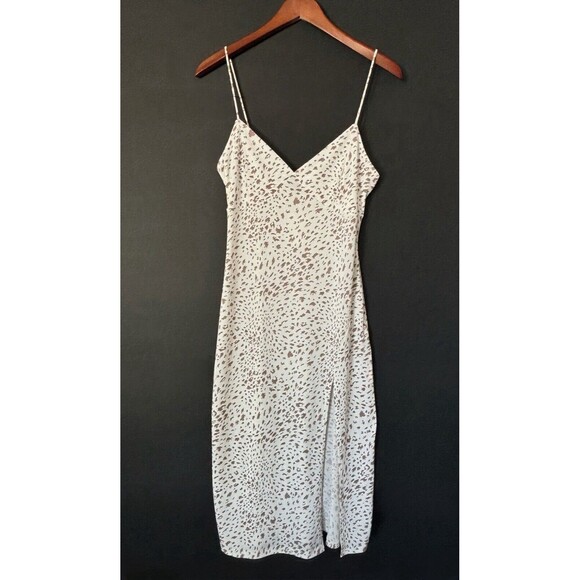 Windsor Leopard Print Dress White and Tan Spaghetti Strap Midi Size L - Picture 1 of 7